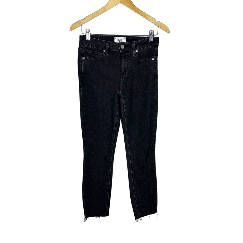 Paige Verdugo Ankle Jeans Black Raw Hem sz 26